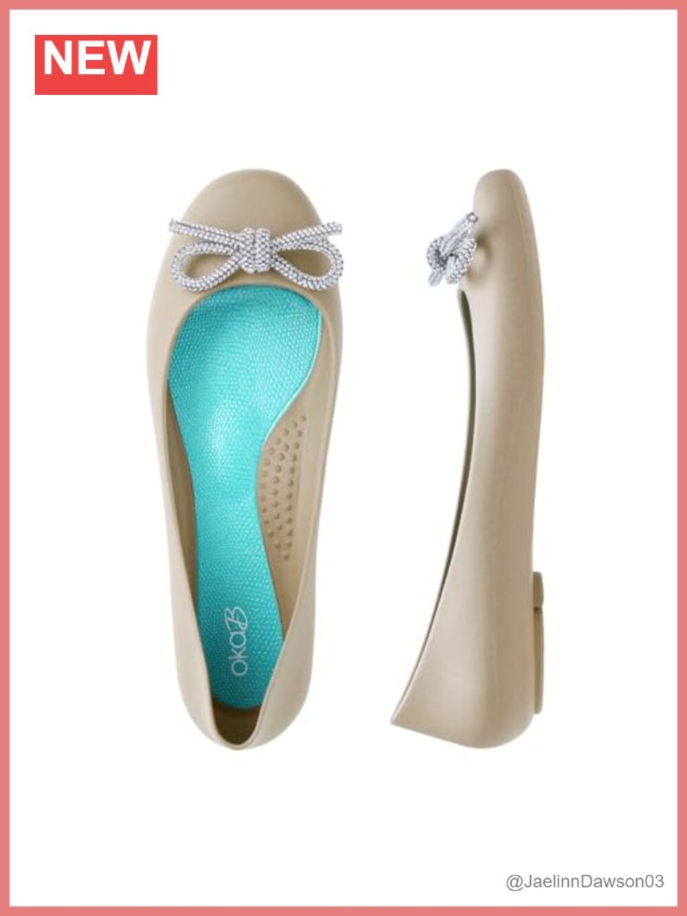 Crystal Bow Blythe Matte Ballet Flats Arch Support Slip Resistant